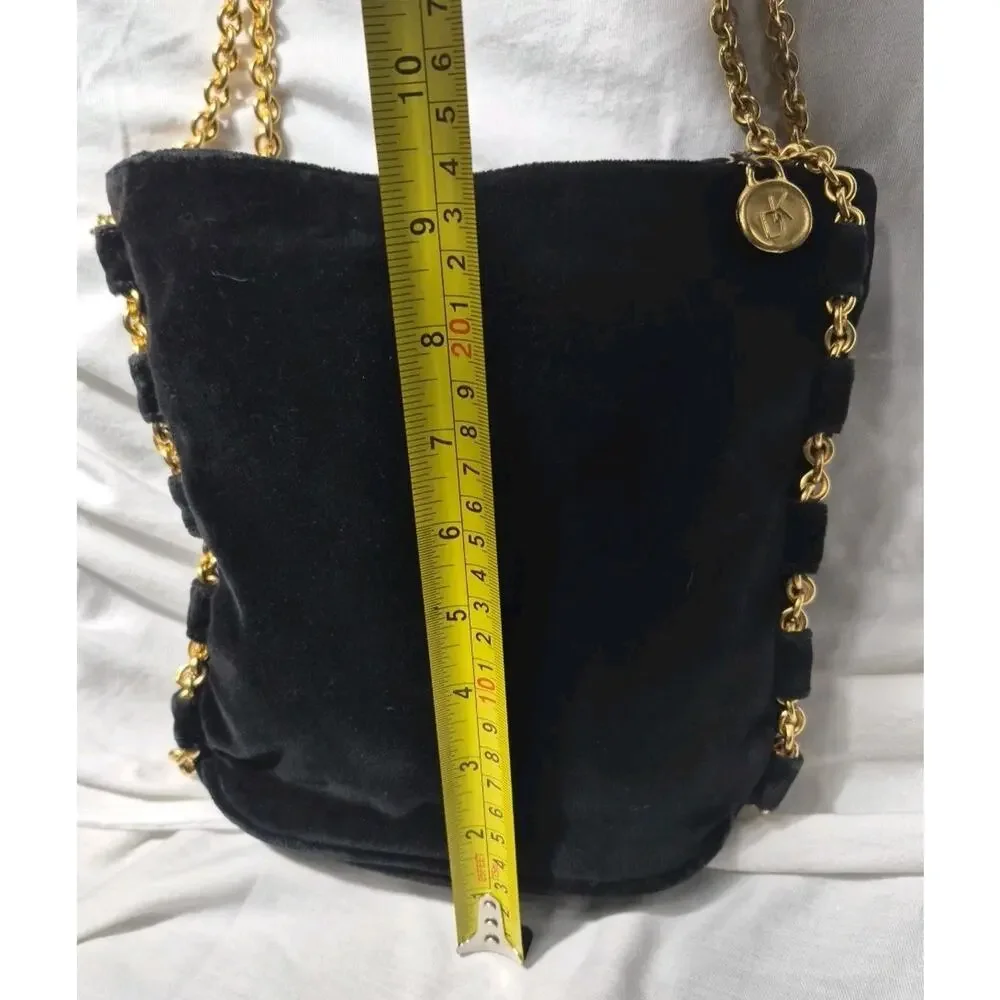 DONNA‎ KARAN BLACK GOLD CHAIN EVENING BAG PURSE VINTAGE